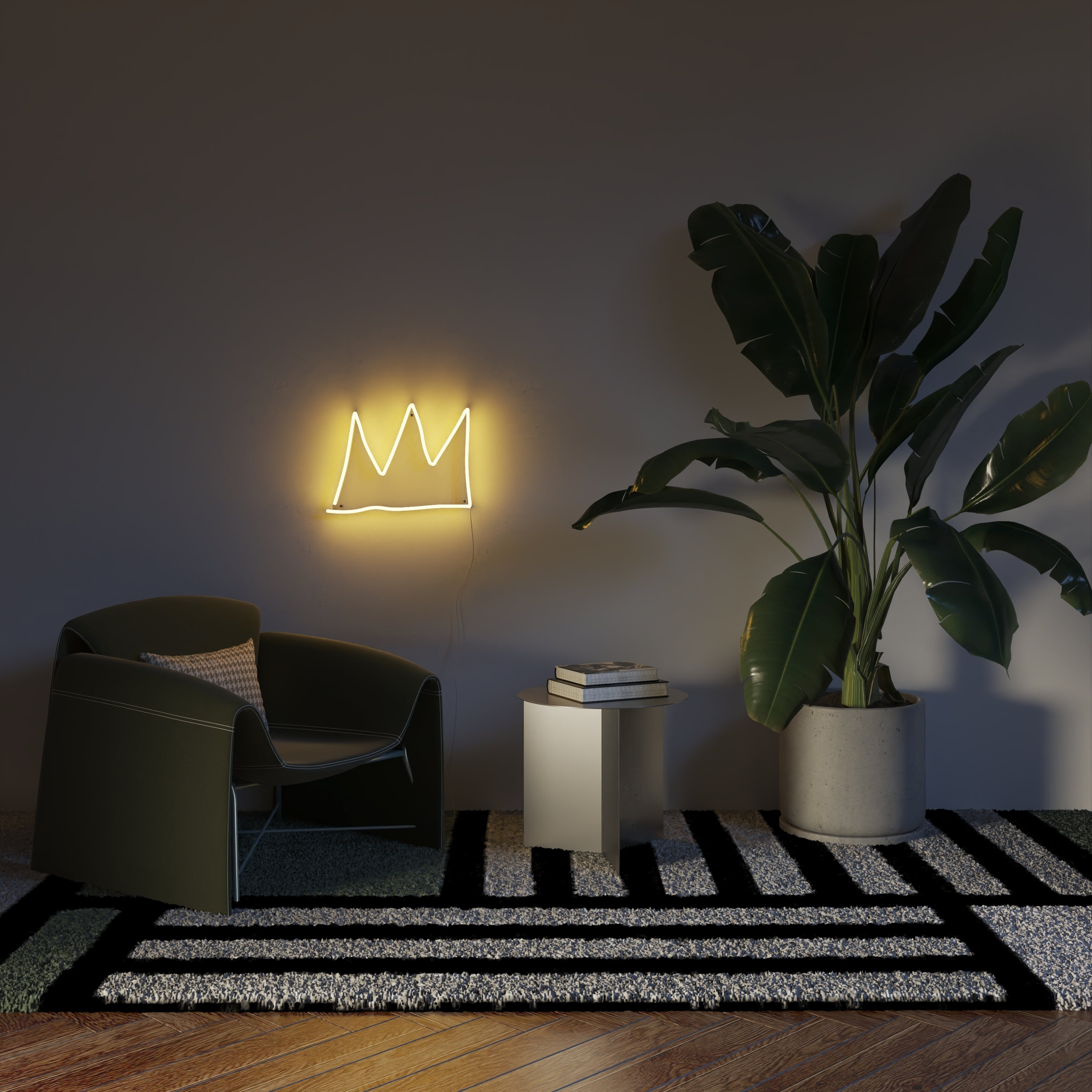 The Crown YP x Jean Michel Basquiat, signe en néon LED